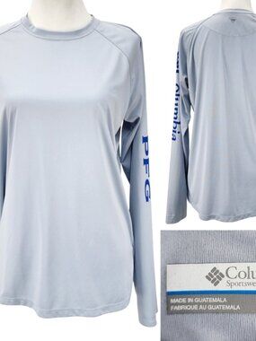 Columbia PFG Womens XL Tidal Tee Heather Cirrus Gray Omni Shade UPF50 Shirt Top